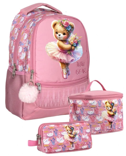 Cennec SETUMT5000A Üçlü İlkokul Çanta Seti (Pembe - Balerin Ayıcık - Kız Çocuk) ürün görseli