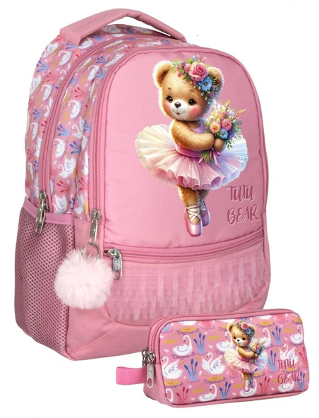 Cennec UMT5000+UMT5002 Sırt Çantası ve Kalemlik Seti (Pembe - Balerin Ayıcık - Kız Çocuk) ürün görseli