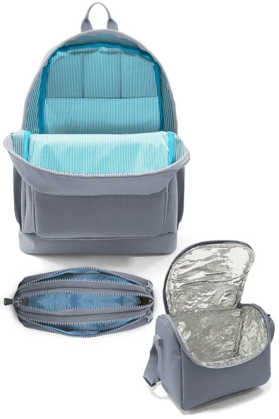 Coral High Kids Turkuaz Pembe Çizgili 3'lü Okul Çanta Seti SET0123771 - Kız - Resim 3