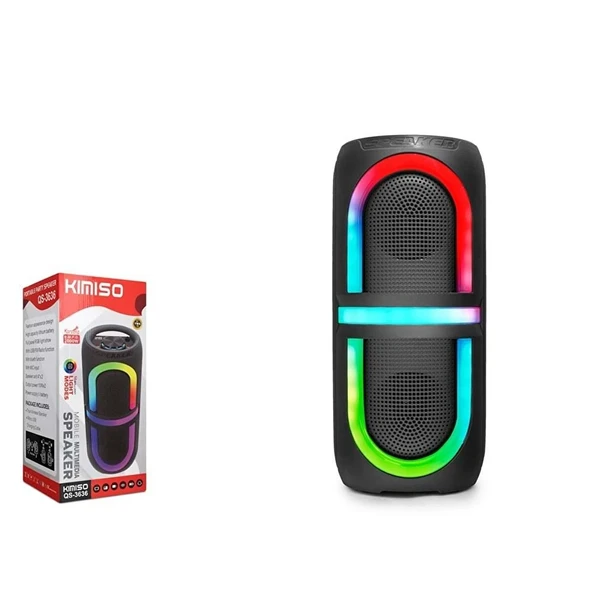Kimiso QS3636 RGB LED FM Radyo 2x5W 2x4" Bluetooth Hoparlör ürün görseli