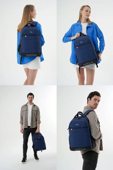 Cambridge Polo Club Minimalist Tasarım Lacivert Unisex Okul Günlük Seyahat Sırt Çantası - PLCAN2166-004 - Resim 5