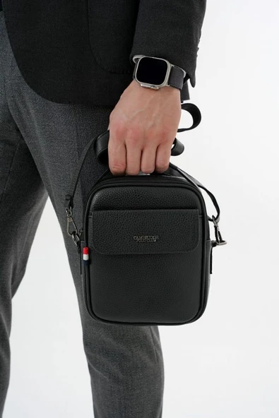 Cambridge Polo Club Siyah Suni Deri Erkek El Çantası - PLEVR50132 - Resim 5