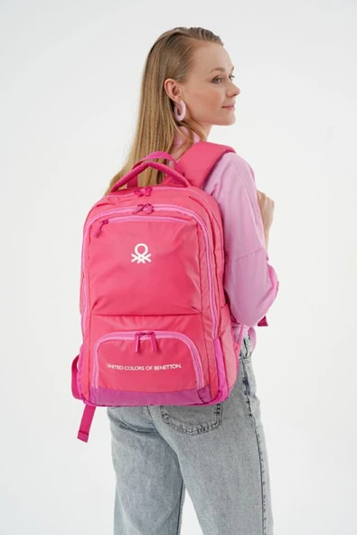 United Colors Of Benetton Kız Çocuk/Kadın Okul, Günlük ve Seyahat Sırt Çantası - Açık Pembe - 20879 - Resim 5