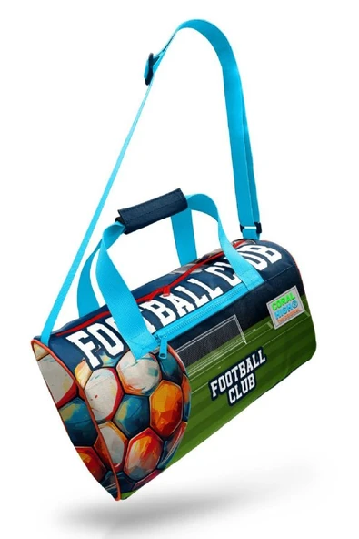 Coral High Erkek Çocuk Spor ve Seyahat Çantası - Lacivert Yeşil Futbol Desenli - 27525 - Resim 4