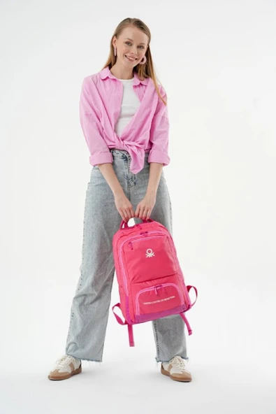 United Colors Of Benetton Kız Çocuk/Kadın Okul, Günlük ve Seyahat Sırt Çantası - Açık Pembe - 20879 - Resim 6