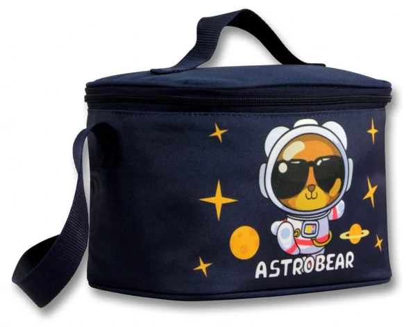 Ümit Çanta 5046 Isı Yalıtımlı Erkek Çocuk (Astronot Ayıcık Baskılı, Lacivert Beyaz Renkli) Beslenme Çantası
