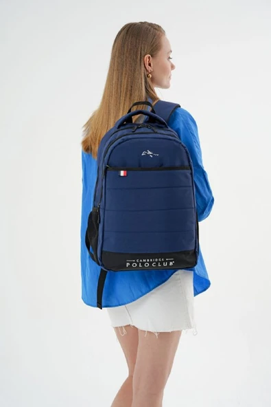 Cambridge Polo Club Minimalist Tasarım Lacivert Unisex Okul Günlük Seyahat Sırt Çantası - PLCAN2166-004 - Resim 6