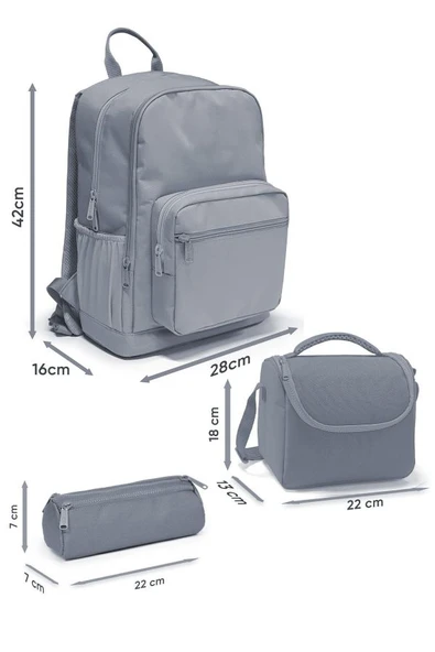 Coral High Lacivert Turkuaz Desenli 3'lü Okul Çanta Seti SET0123686 - Erkek - Resim 2