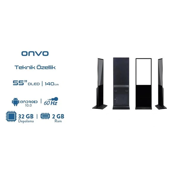ONVO 55" Dokunmatik 55OVIN6000 Ofis,Otel,Restoran Sabit 2GB RAM- 32GB ROM- Andorid Videowall Cihazı Siyah - Resim 7