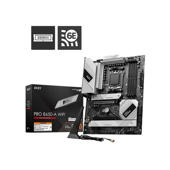 MSI PRO B650-A WIFI6E DDR5 HDMI-DP PCIE 4.0 AM5 ATX ürün görseli 1
