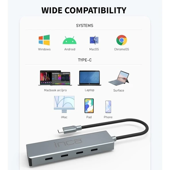INCA ITPT-4T 4port TYPEC Çoklayıcı Hub - Resim 5