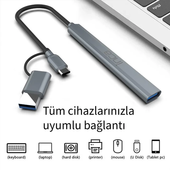 INCA IUTP-06T 5port USB 3.0 TYPEC Çoklayıcı Hub - Resim 4