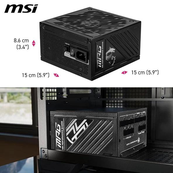 MSI 1000W 80+ GOLD MPG A1000GS PCIE 5.1 TAM MODÜLER POWER SUPPLY - Resim 6