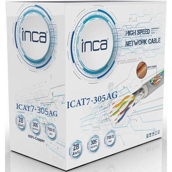INCA CAT7 S-FTP 23AWG 305m Saf Bakır LSZH Kablo ICAT7-305AG - Resim 5