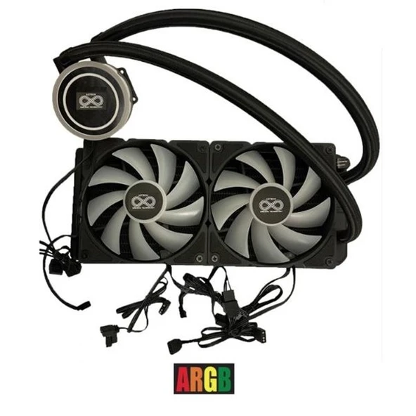 AZTECH 240mm LIQUID COOLING AZ240-1B ARGB Sıvı Soğutmalı AM5-1851p İşlemci Fanı - Resim 3