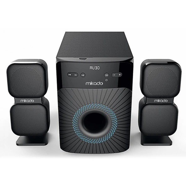 Mikado MD-360BT 2+1 38W BT/AUX/USB/FM/LED Ekran Multimedia Speaker - Resim 4