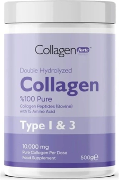 Collagen Forte Platinum Collagen Powder 500g, %100 Saf, Doğal Çift Hidrolize Kolajen Peptitler (50 PORSİYON) - 1