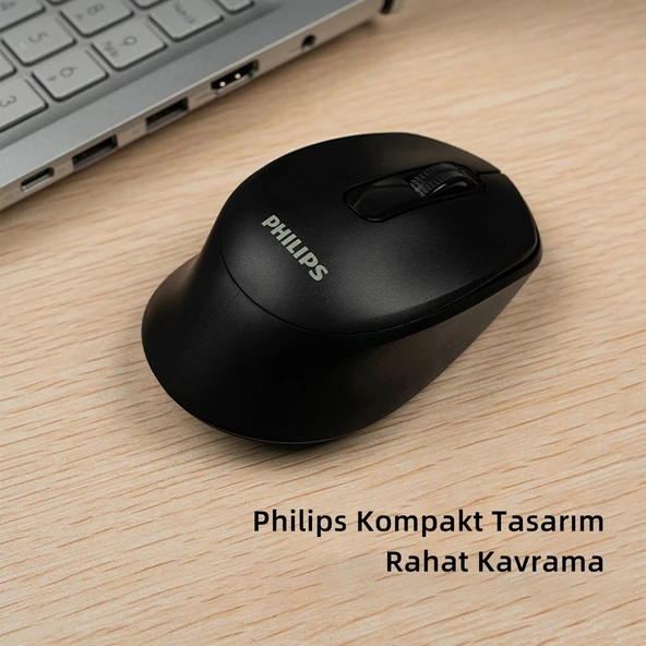 Philips SPK7448 Kablosuz 1600DPI 3 Tuşlu Optik Mouse Siyah - Resim 2