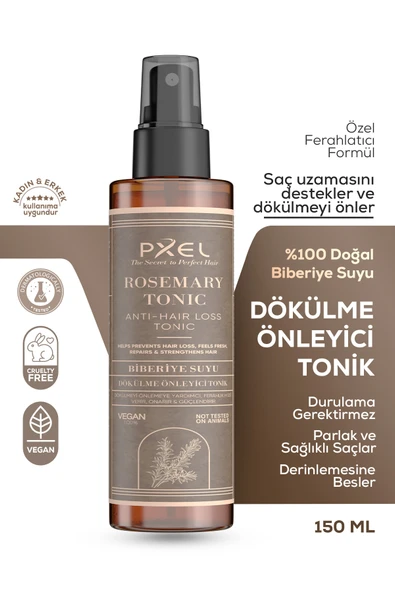 PXEL Dökülme Önleyici Biberiye Yağı Saç Bakım Toniği 150 ML - Zayıflayan İncelen ve Dökülen Saçlar ürün görseli 1