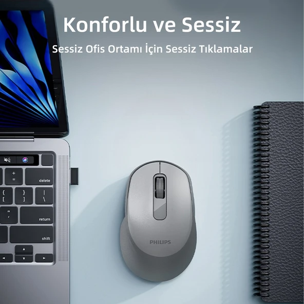 Philips SPK7448 Kablosuz 1600DPI 3 Tuşlu Optik Mouse Siyah - Resim 5
