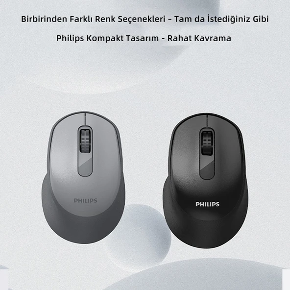 Philips SPK7448 Kablosuz 1600DPI 3 Tuşlu Optik Mouse Gri - Resim 6
