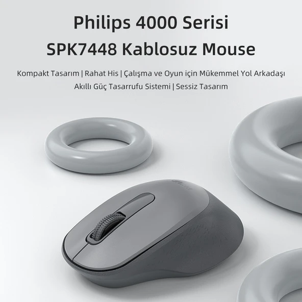 Philips SPK7448 Kablosuz 1600DPI 3 Tuşlu Optik Mouse Siyah - Resim 6