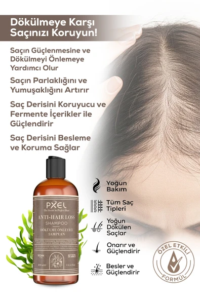 PXEL Saç Dökülme Önleyici Şampuan 400 ML - Zayıflayan İncelen ve Dökülen Saçlar - Resim 3