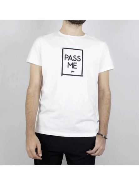 Bad Bear Pass Me 0 Yaka Erkek Tshirt - Ekru ürün görseli 1