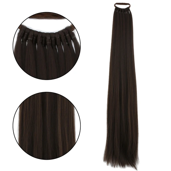 Lastik Tokalı At Kuyruğu Düz - Koyu Kumral ürün görseli