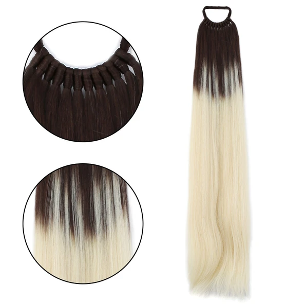 Lastik Tokalı At Kuyruğu Düz - Kumral / Platin Ombre ürün görseli