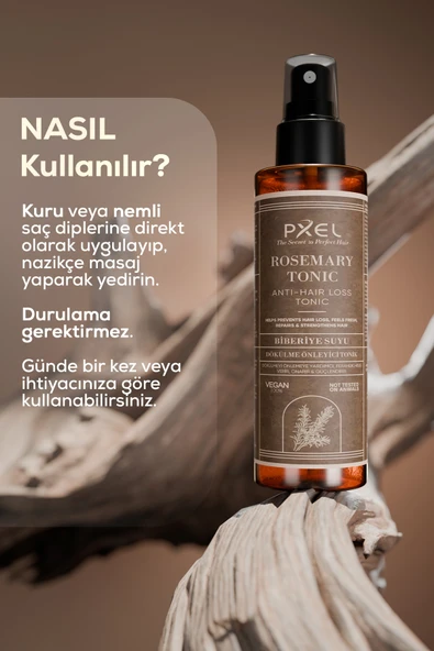 PXEL Dökülme Önleyici Şampuan  Maske  Biberiye Suyu Saç Bakım Toniği 3’lü Set - 4