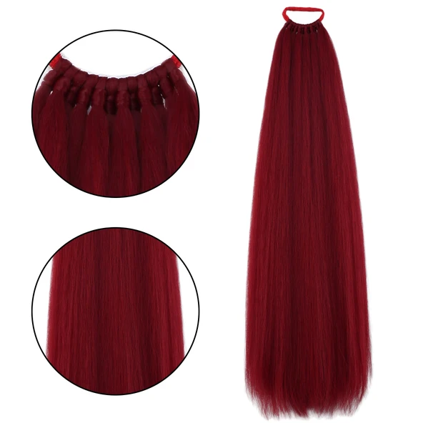 Lastik Tokalı At Kuyruğu Düz - Kızıl ürün görseli