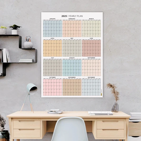 2026 Yıllık Planlayıcı Duvar Takvimi, Boho Renkler ürün görseli 1