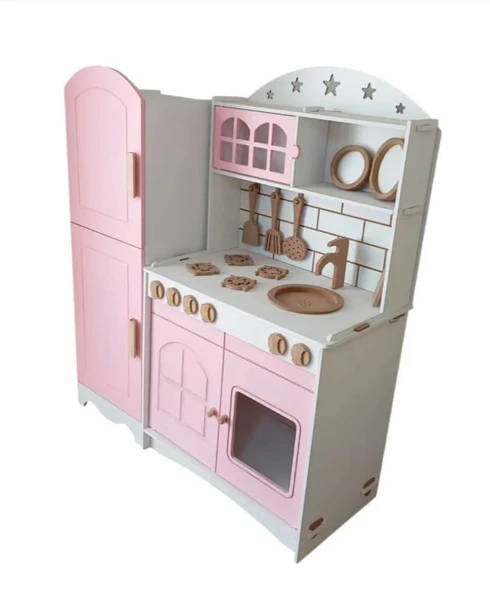 MDF Boyalı Oyuncak Mutfak Buzdolabı Seti - 6