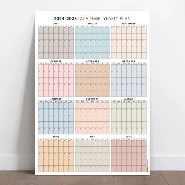 Amerikan Standardı 2025 -2026 Akademik Duvar Takvimi, TEMMUZ Başlangıçlı, PAZAR Günü Başlangıçlı - Resim 2