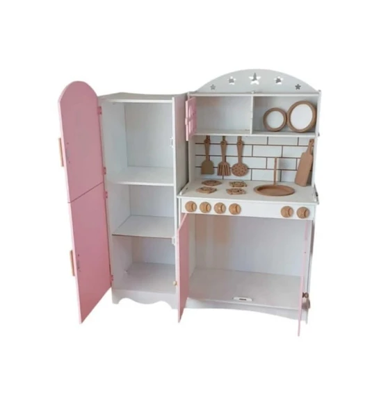 MDF Boyalı Oyuncak Mutfak Buzdolabı Seti - 4