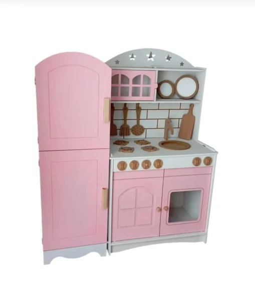 MDF Boyalı Oyuncak Mutfak Buzdolabı Seti