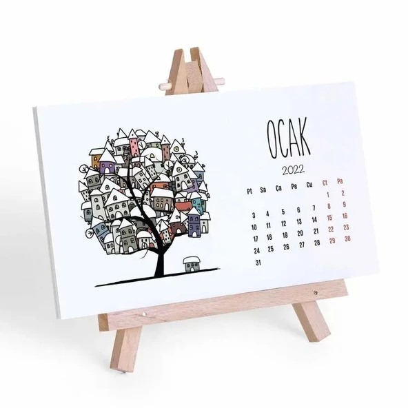 Mevsim Ağaclı 2026 Takvim Şövale Ayaklı Takvim