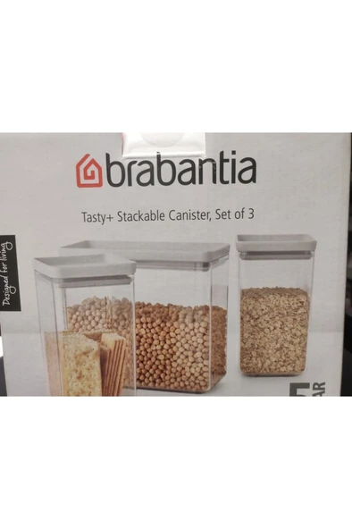 Brabantia Lıght Grey 3LÜ Plastik Kavanoz Seti 2X1,6L 1X3,5L (Elvin Home Concept - Resim 3