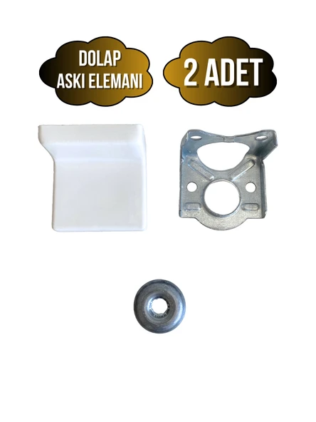 Dolap Askı Elemanı Mobilya Duvar Askı Aparatı(BEYAZ) Beyaz BEYAZ - 2 ADET ürün görseli 1