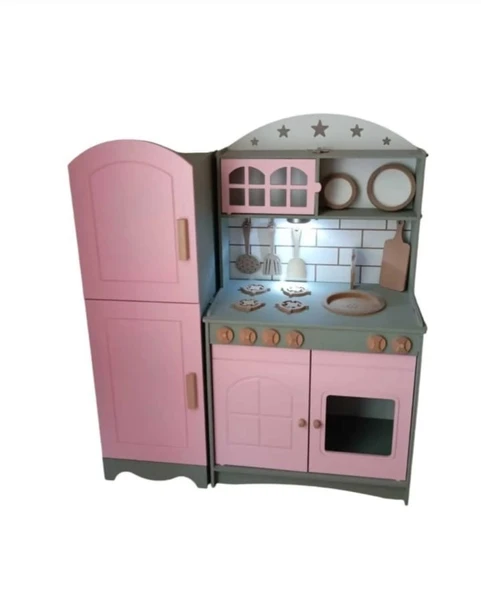 Boyalı 2 Kapaklı Oyuncak Buzdolabı Mutfak Seti - 3