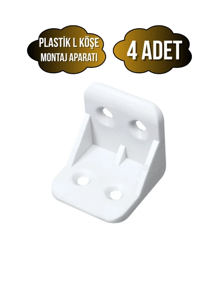 L Bağlantı Plastiği Dolap Köşe Bağlantı Montaj Plastiği(BEYAZ)(20X20X30MM) Beyaz BEYAZ - 4 ADET ürün görseli