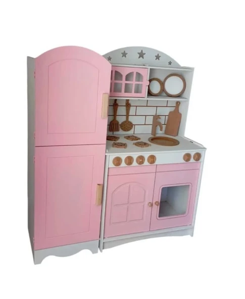 MDF Boyalı Oyuncak Mutfak Buzdolabı Seti - 5