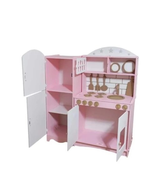 Boyalı Oyuncak Çift Kapaklı Buzdolabı Mutfak Seti - 3