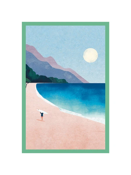Surf Beach  Doğa ve Deniz Temalı Dekoratif Hediye Not Kartı Kartpostal  10x15 cm ürün görseli