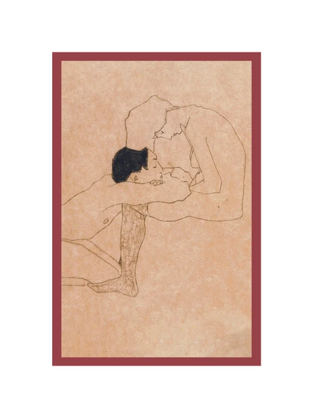 Egon Schiele Aşıklar  Sevgiliye Sanatsal Dekoratif Hediye Not Kartı & Kartpostal 10x15 cm ürün görseli
