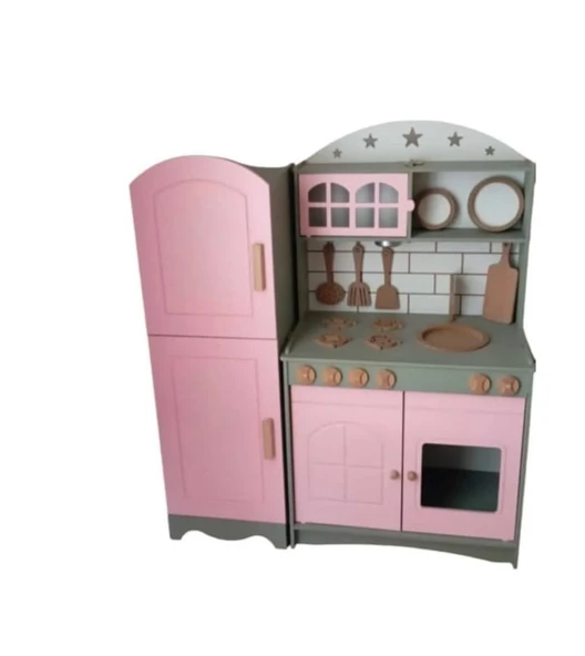 Boyalı 2 Kapaklı Oyuncak Buzdolabı Mutfak Seti