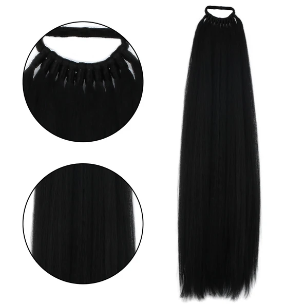 Lastik Tokalı At Kuyruğu Düz - Siyah ürün görseli