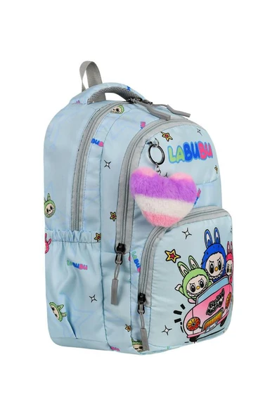 Labubu İlkokul Çantası 3'lü Set 42*30 Cm Beslenme Çantası Kalem Kutusu Ortopedik Su İtici Kumaş - 11