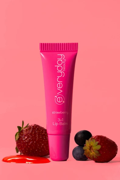 Everyday Beauty 3in1 Lip Balm Çilek, Nemlendirici Besleyici Parlatıcı Dudak Bakım 10 ml - 1